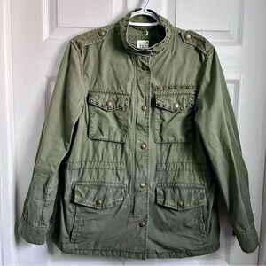 Gap utility jacket green stud Women Medium long sleeve spring autumn military